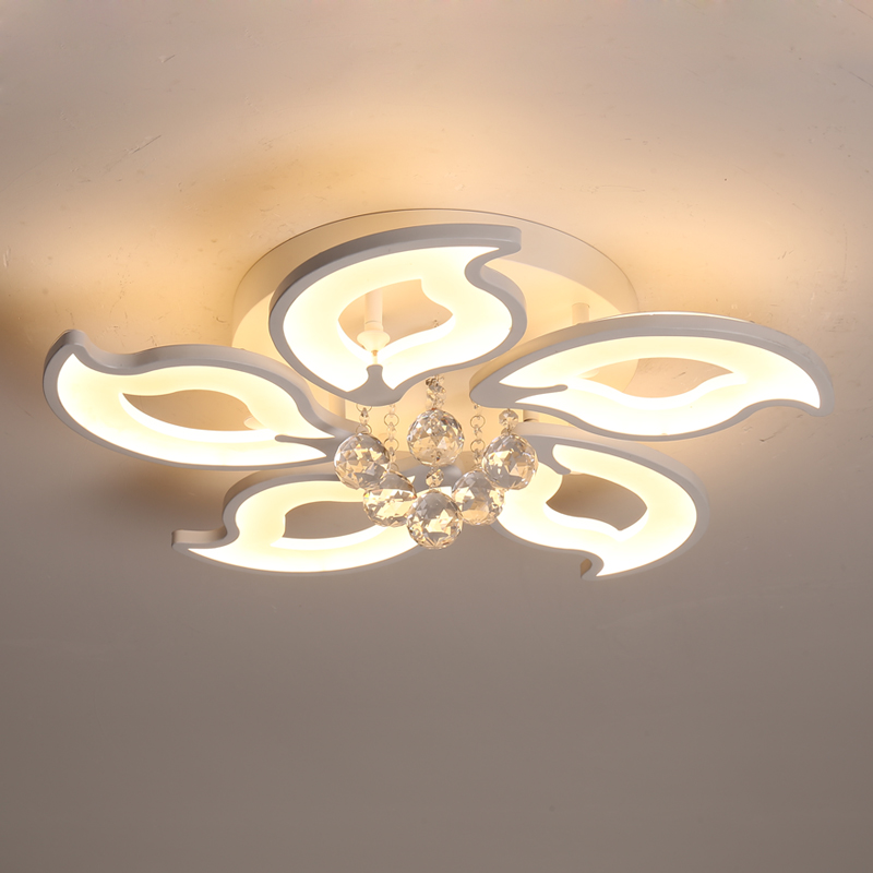 Plafonnier LED en forme de fleur de lustre en cristal avec 5\/8\/15 têtes